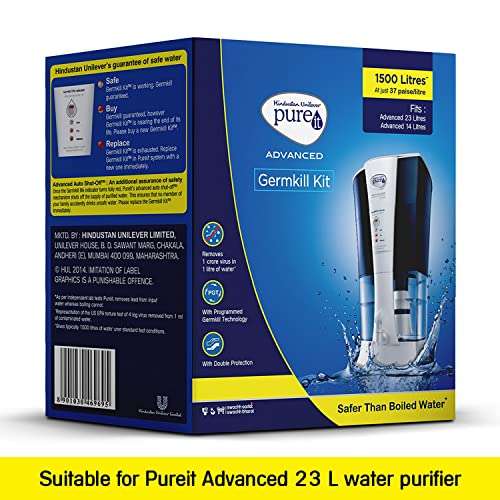 HUL Pureit Germkill kit for Advanced 23 L Water Purifier - 1500 L Capacity, Sand, Multicolour 3