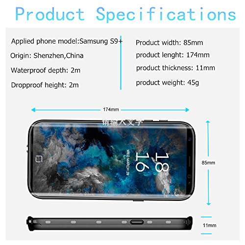 Samsung Galaxy S9 Plus Case, IP68 Waterproof Shockproof Dustproof Snowproof Full-Body Heavy Duty Protective Case with Kickstand and Built in Screen Protector for Samsung Galaxy S9+ (Black) 6