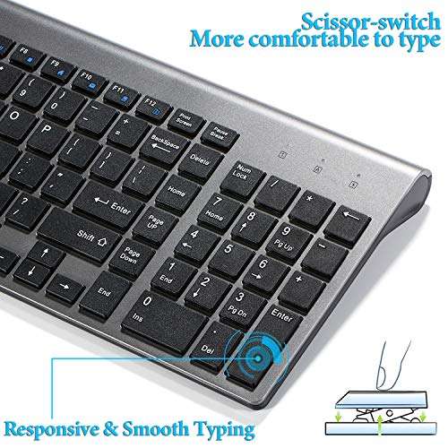 Wireless Keyboard and Mouse Combo,2.4G Wireless Connection,Full Size Slim Thin Wireless Keyboard with Palm Rest and Comfortable Mouse (Black&Grey) 4