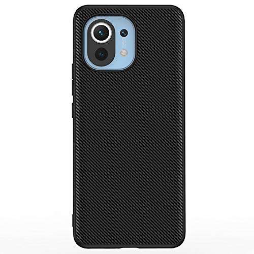 DOOTOO for for Xiaomi Mi 11 Case Luxury Carbon Fiber Leather Hybrid PC Shockproof Protection Cover Case for Xiaomi Mi 11 (Carbon Fiber Black) 1