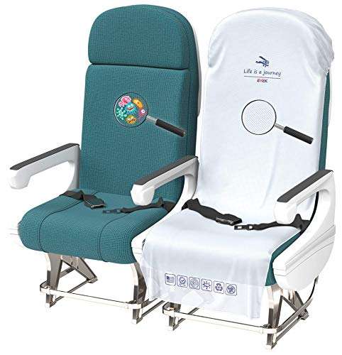 1pcs Protective Airplane Seat Covers for Travel Automotive Seat Cover Plane Protector Cars Taxi Train Public Transit Bus Disposable/Reusable Hygienic (White, 1-Pack) 1