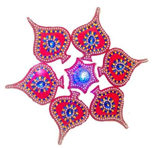 Hema Creative Handmade Rangoli Art With Pink Color Stone 1