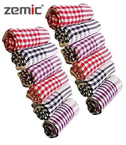 Zemic Kitchen Duster Wet Dry Cotton Cleaning Cloth/Mop 16 x 16 inch (Pack of 12) - Assorted Colour 2