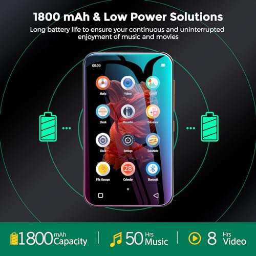TIMMKOO 72GB MP3 Player with Bluetooth, 4.0" Full Touchscreen Mp4 Mp3 Player with Speaker, Portable HiFi Sound Mp3 Player with Bluetooth, Voice Recorder, Can't Download Apps (Black) 5