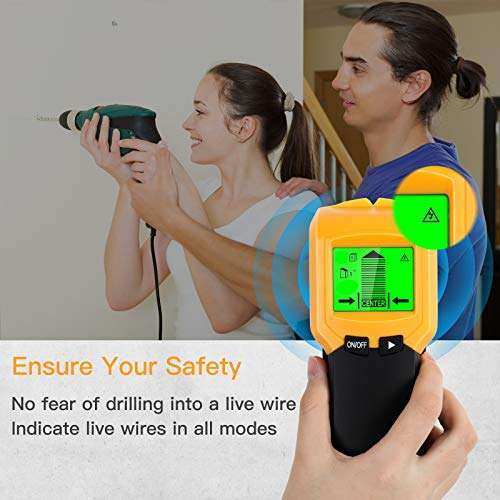 Stud Finder Sensor Wall Scanner 5 in 1 Electronic Stud Sensor Beam Finders Wall Detector Center Finding with LCD Display for Wood Metal Studs AC Wire Joist Detection 6