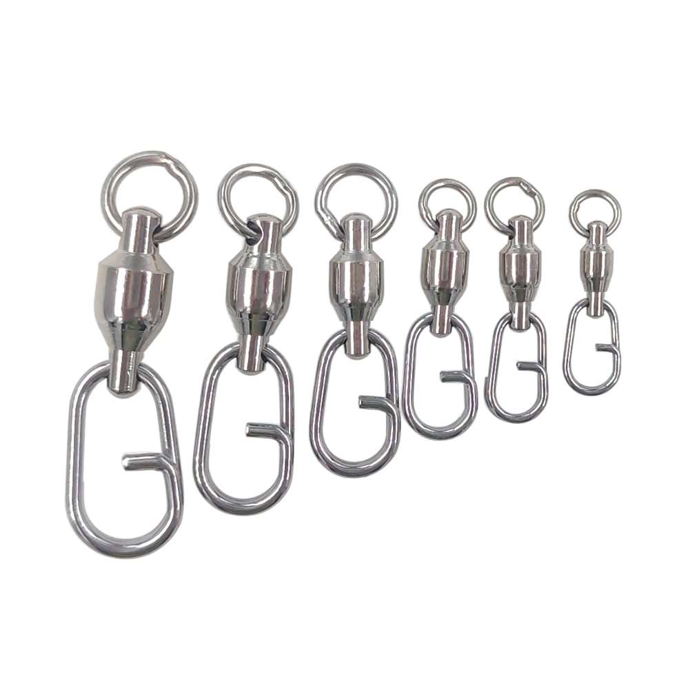 unclesportinfof 25/50pcs Ball Bearing Swivel Fishing Stainless Split Ring Fish Hooks Connectors for Saltwater 7LB-132LB (8454, 5#-1.34"/110LB-25PCS) 5
