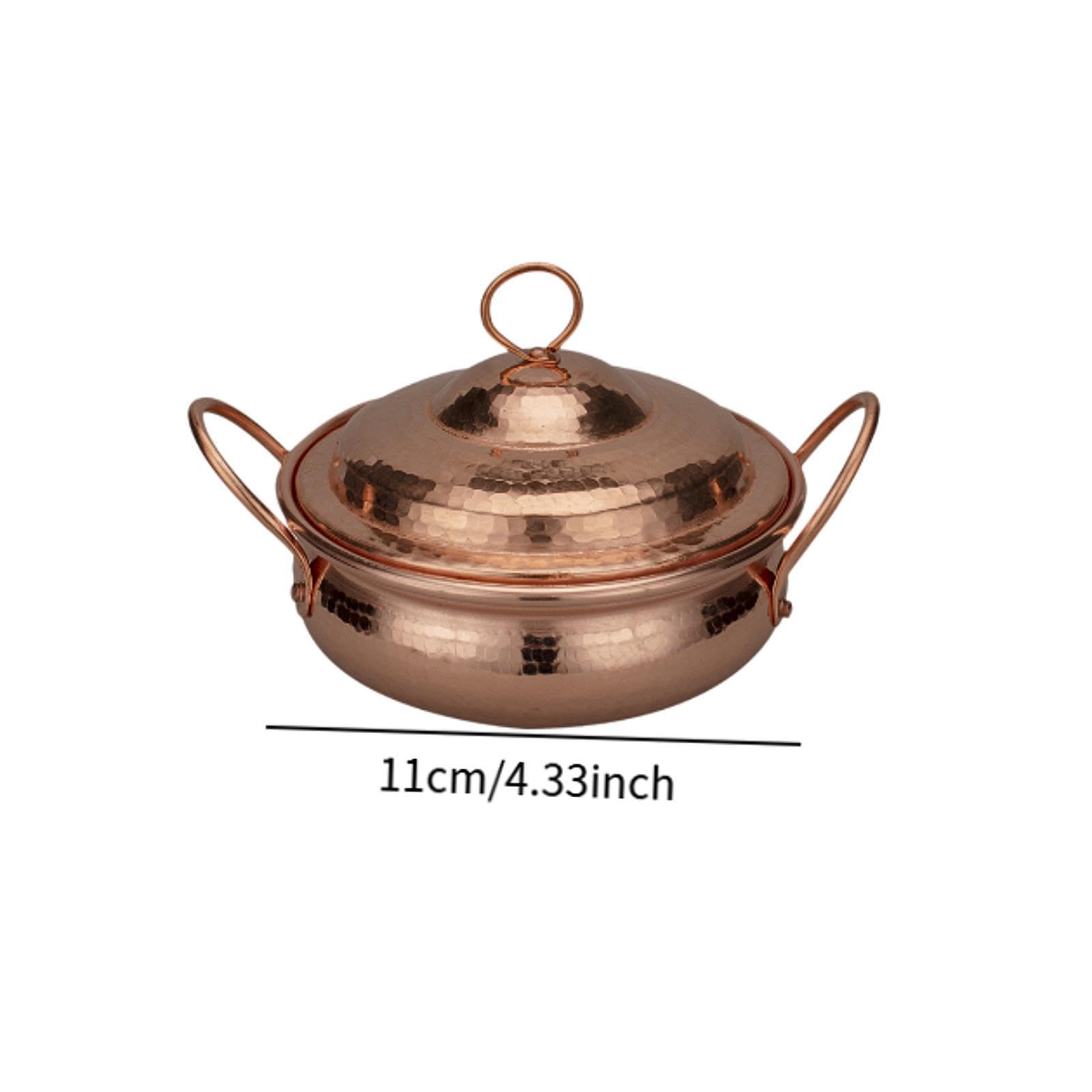 Bothyi Hot Pot Copper Cookware Restaurant Stew Pan with Lid Thickened Saucepan Beautiful Shape Cooking Stockpot Copper Pot, 16cm 4