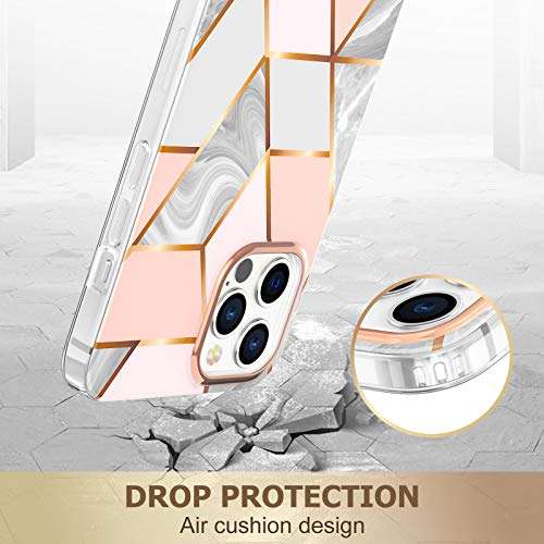 MATEPROX Compatible with iPhone 12 Pro case and iPhone 12 Cases 6.1inch,Marble Design Slim Thin Stylish Geometric Cover(Marble Pink) 3