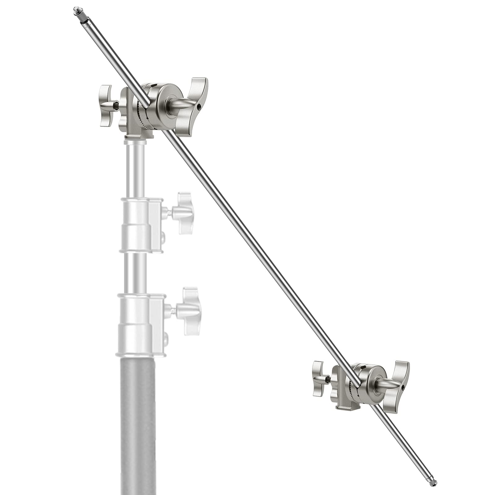 Neewer Extension Grip Arm Boom Arm with 2 Pieces Grip Heads - 40 inches/101.6 centimeters Aluminum Alloy Construction for Light Stand,Reflector and Other Equipment for Studio Video Photography(Silver) 1