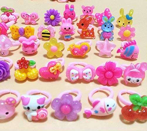 MM RETAILS Little Girl Cute Lovely Jewel Rings Girl Pretend Play and Dress Up Rings for Party Rings Set Cartoon Cute Kids Accessory Gift for Children (Pack of - 36) 3
