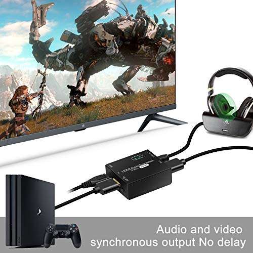 HDMI Audio Extractor ARC 4K HDMI Audio Splitter Converter HDMI to Optical Adapter Support 5.1 DTS HDCP 4K2K@30Hz Compatable for PS4 PS5 Xbox Fire Stick Blu-Ray Player etc. 4