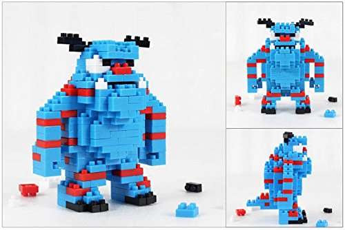 GeekGoodies Micro Building Construction Blocks Assembly Game Puzzle Kids Toy - Dog + Blue Monster Design - Set of 2 4
