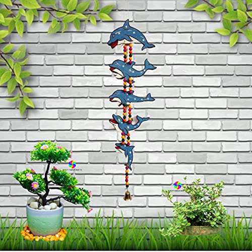 DRAVY HANDICRAFTS Hanging Fish Hand-Painted Door Latkan Toran for Pooja Decorative Wall Hanging Balcony Decoration Hanging Decorative Items For Room Wall Décor for Home Main Door (Set Of 1 Unit) (Length-26 inch) (Multicolour 1) 1