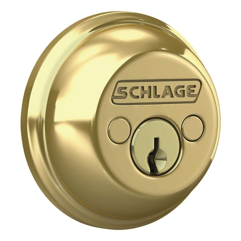 Schlage B62NV505 Double-Cylinder Deadbolt, Bright Brass 1
