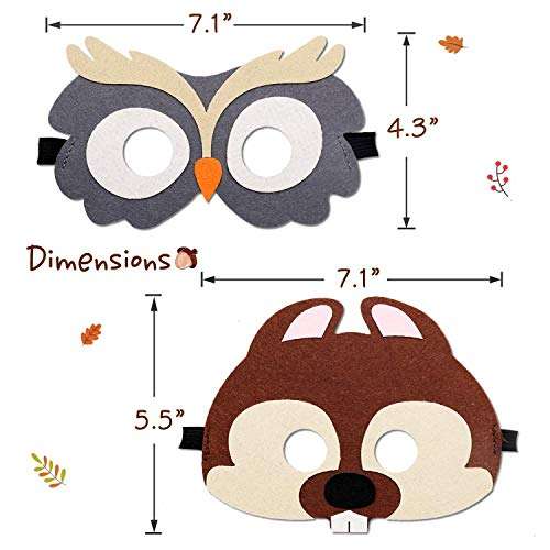 CiyvoLyeen Forest-Friends Animals Felt Masks 10 pcs Woodland Creatures Animal Cosplay Zoo Camping Themed Party Favors Supplies for Boys or Girls 4