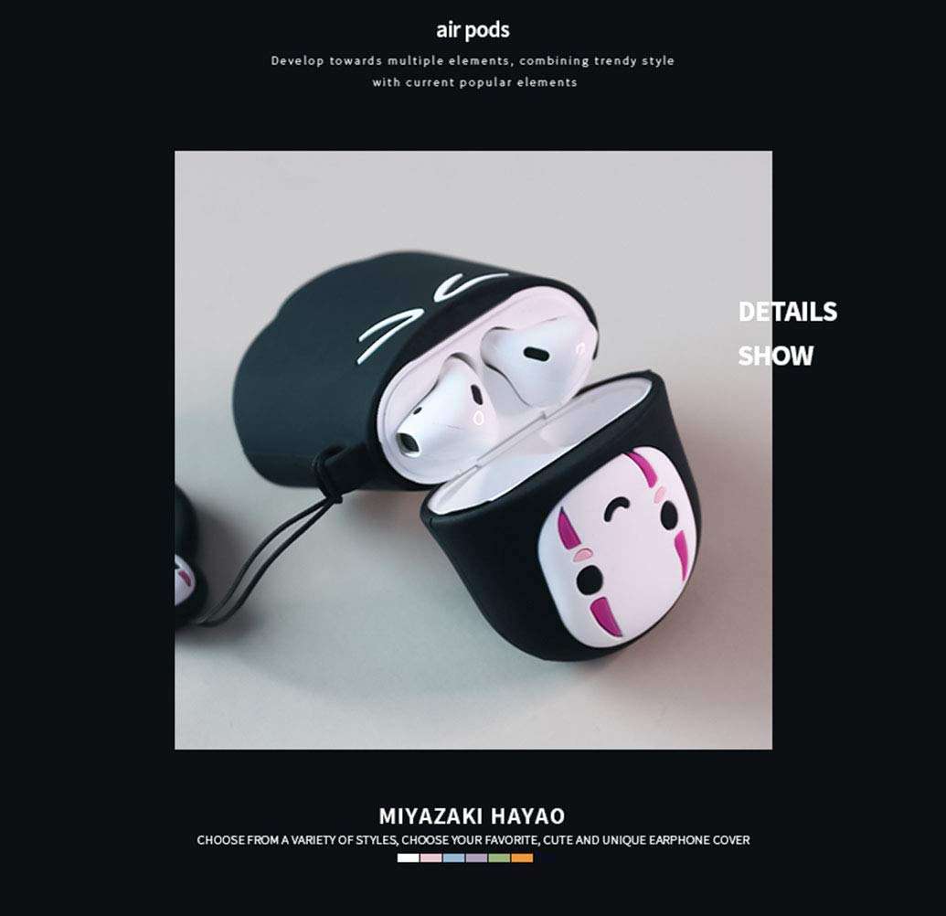 Airpods Case,New Spirited Away Kaonashi Case for Airpods 1&2, Airpods Accessories Shockproof Protective Premium Silicone Cover and Skin for Apple Airpods Charging Case (No Face Man) 4