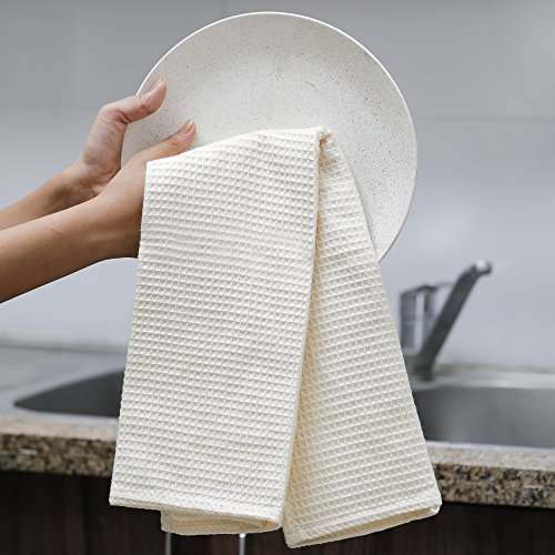 Amazon brand - Umi Classic Waffle Kitchen Dish Towels(15"x25",4-Pack, Light Blue&Cream) 2