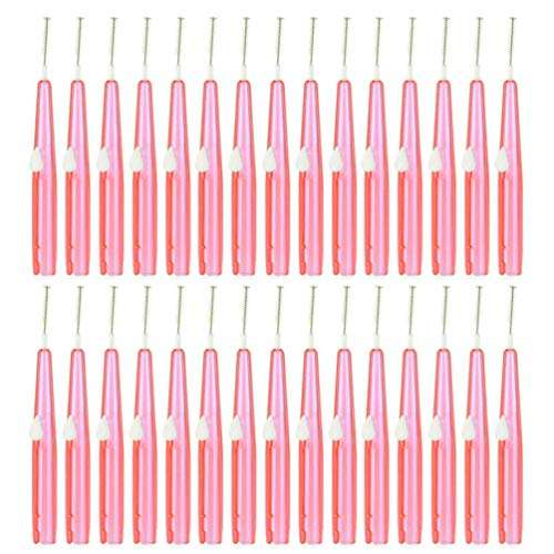 EXCEART 60PCS Interdental Brush Toothpick Tooth Flossing Head Oral Dental Brush Tooth Cleaning Tool For Adult Kids (Pink) 1