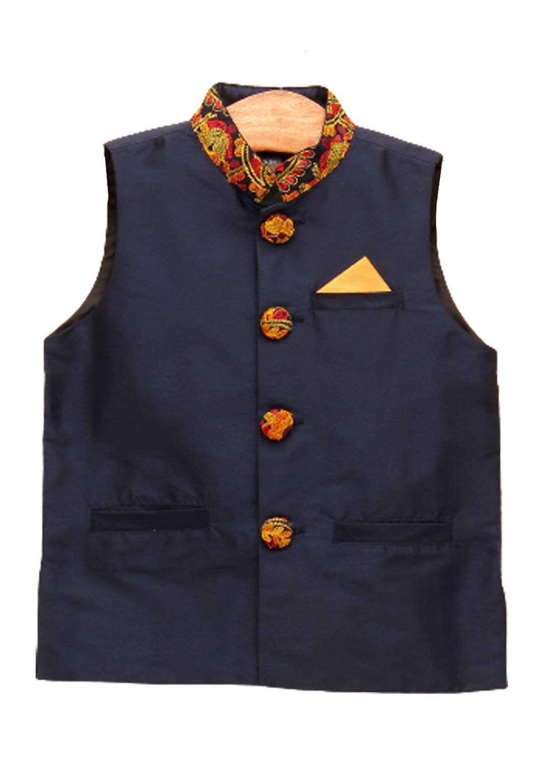 A.T.U.N. All Things Uber nice Baby-Boy's Solid Regular Pyjama Jacket Set (BJKP_Amber-Navy 3-6 Months) 2