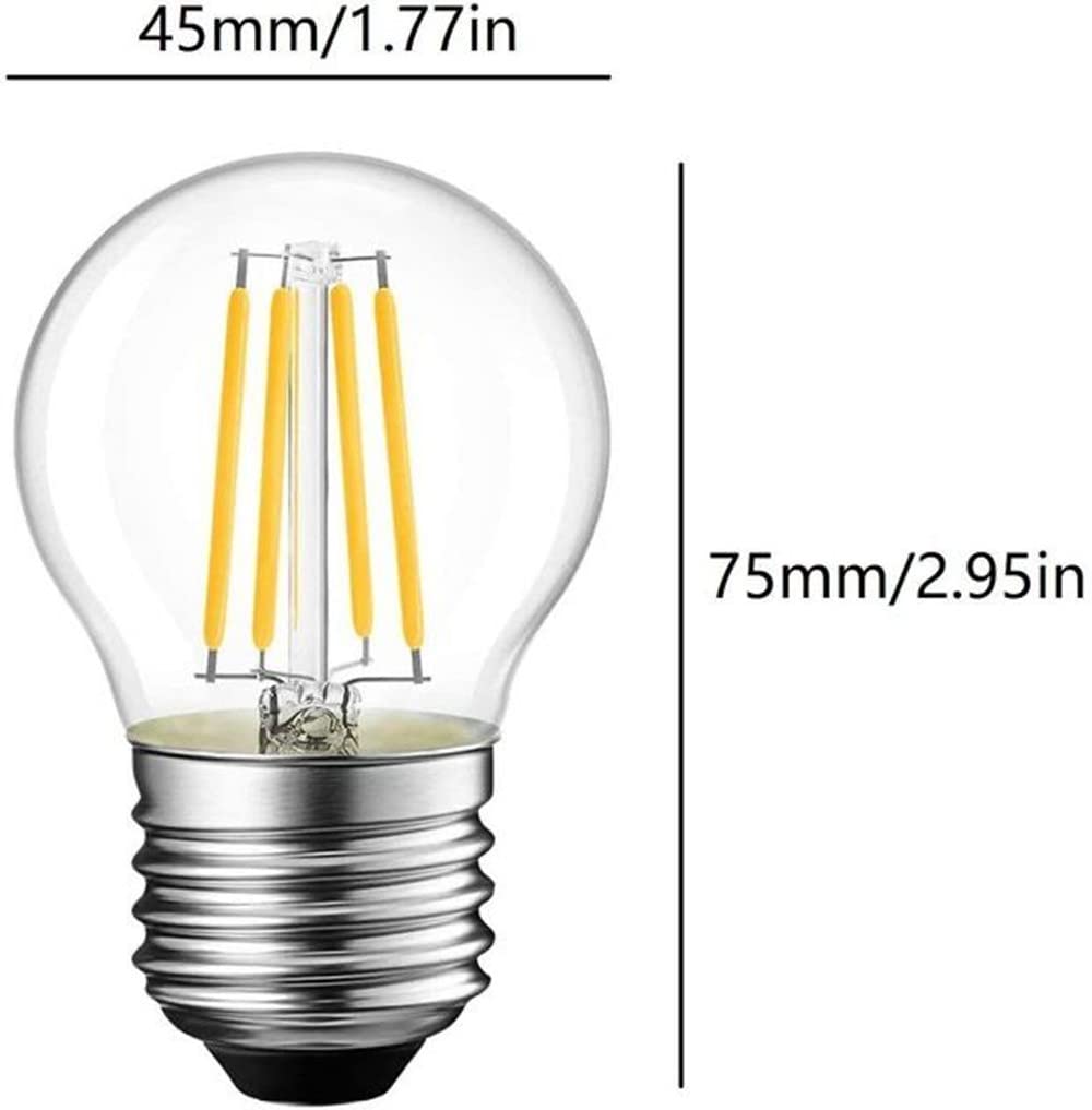 LED Edison Light Bulbs, Non-Dimmable 4W G45 2700 Kelvin E26 LED Bulb, 40W Incandescent Equivalent Warm White Light Bulb for Tiffany Large Table Lamp, Home Pendant Light, Ceiling Fans (6 Packs) 5