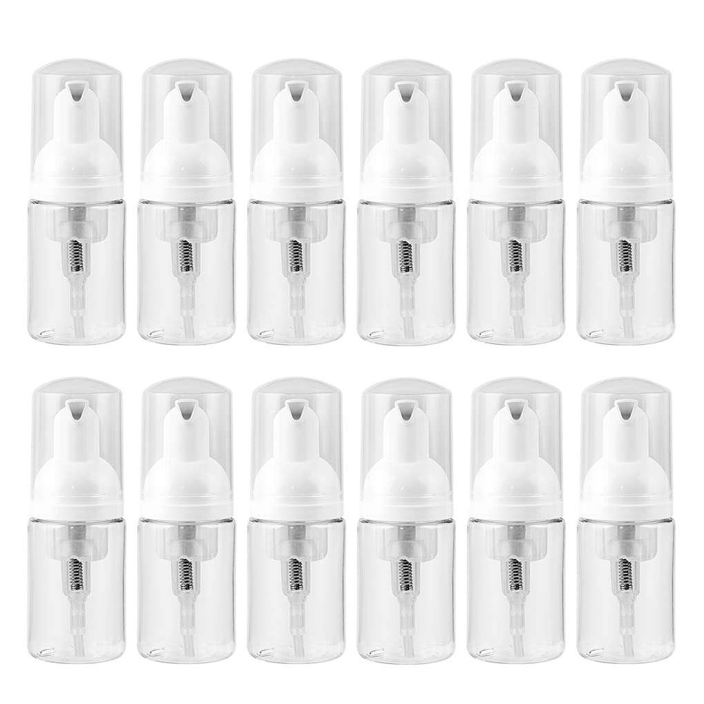 12 Pcs 30ml Refillable Empty Foam Bottle Plastic Pump Press Dispenser for Liquid Soap Lash Cleanser Shampoo Foaming Cleaning Castile Travel Cosmetics Packaging (12pcs 30ML) 1