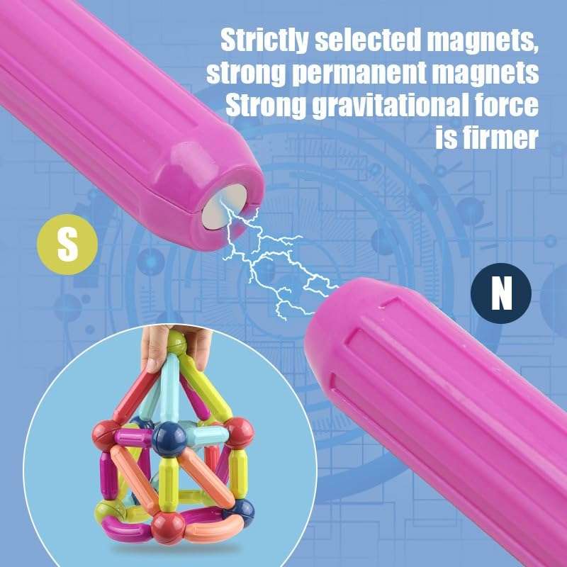 Invite Plastic Magnetic Balls and Rods Set Building Blocks Magnet Toys for Kids, Stem Educational Construction Toys, Magnetic Sticks 3D Magnet Building Puzzle Toys Gift for Toddler (25 PCS) 5