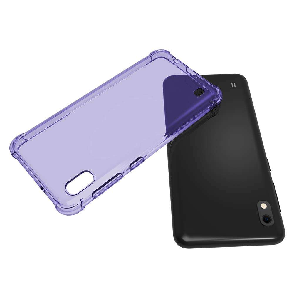 PUSHIMEI Samsung Galaxy A10 Case[not fit Galaxy A10e 5.8"], Soft TPU Crystal Transparent Slim Anti Slip Full-Body Protective Phone Case Cover for Samsung Galaxy A10 6.2"(Clear Purple Anti-Shock TPU) 5