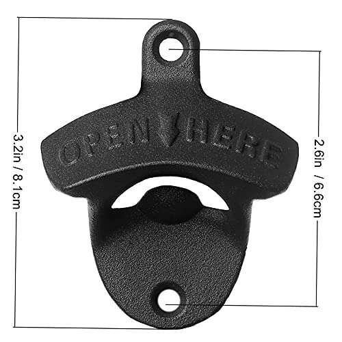 Jumiok Black Magnetic Wall Mount Beer Bottle Opener Screw in Bottle Cap Opener with Magnets Built-in to Catch Bottle Cap (Pack of 2) 5