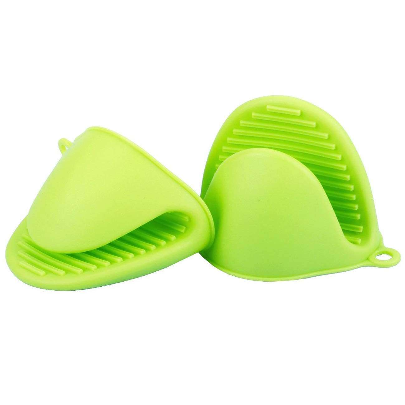 Silicone Pinch Grip Mitten Oven Mitt Gripper Kitchen Potholder Utensil Tool, 10inch(Green) - Set of 2 1