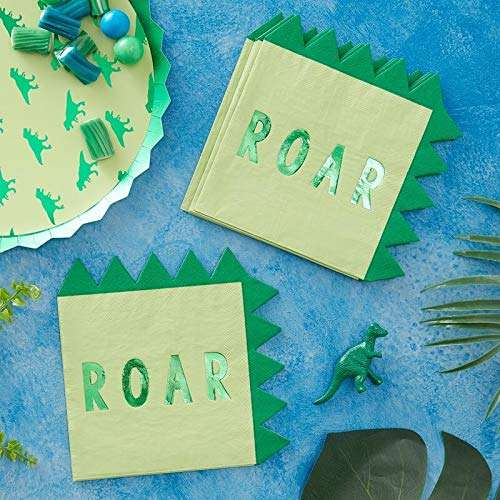 Dinosaur Birthday Party Napkins Paper Napkins Dinosaur Party Supplies Dinosaur Decorations Stegosaurus 6" x 6", Pack 32 2