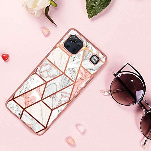 Fingic LG K92 Case, LG K92 5G Case Rose Gold Marble Slim Fit Shockproof Protective Hybrid Hard PC Soft TPU Bumper Cover Phone Cases for LG K92 5G, Rose Gold Marble 4