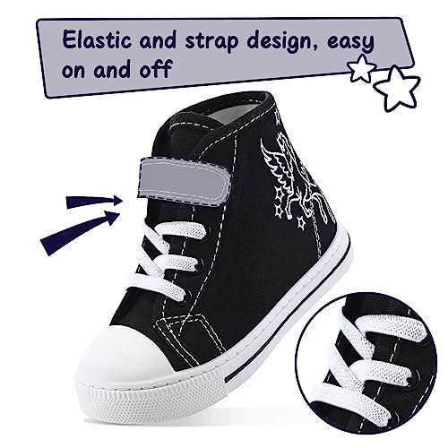 K KomForme Toddler Sneakers Girls Canvas High Top Walking Shoes with Hook and Loops 3