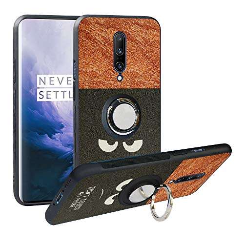 Alapmk Compatible with OnePlus 7 Pro Phone Case, OnePlus 7 Pro 5G Case, Do not Touch Pattern Design Scratch Resistant Bumper Case with 360 °Ring Kickstand for OnePlus 7 Pro Smartphone 1