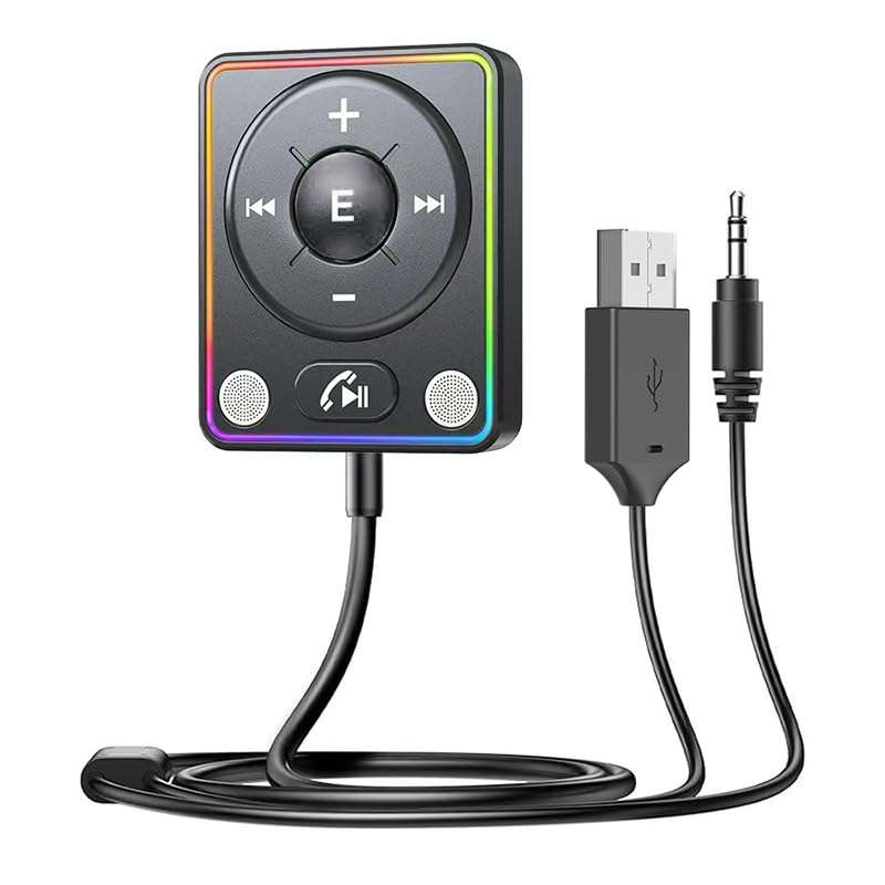 Bluetooth 5.4 AUX Car Adapter CVC8.0 Technology and Built-in Filter Effectively Multifunction Button& Plug-and-Play Bluetooth Receiver for Car Music/Hands-Free Calls/Stereo Audio, Black 1