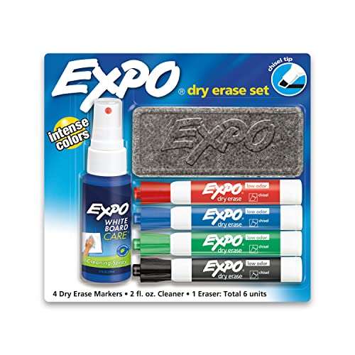Expo 6-Piece Low Odor Dry Erase Chisel Point Tip Marker Starter Kit(80653), Multicolor 1
