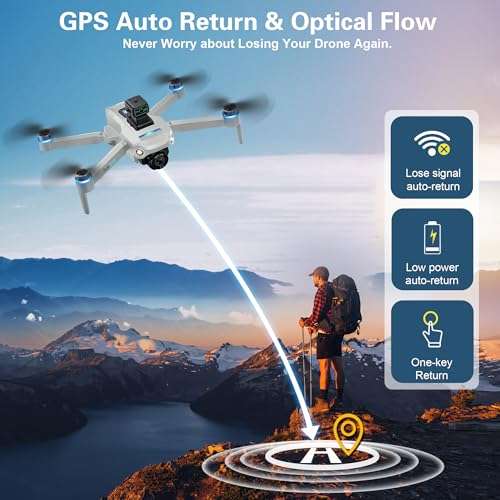 Drone with 4K UHD Camera for Adults,GPS RC Drone Brushless Motor,Upgraded Tablet Screen,2 Axis Gimbal EIS, Smart FPV Foldable Quadcopter for Beginners, Auto Return, Follow Me, Waypoints, 60 Mins Flight Time,Gift Drone, with Obstacle Avoidance 3