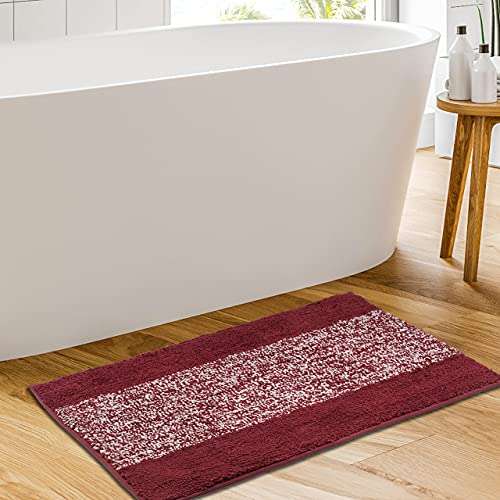 Lykke Decor Anti-Slip Bath Mat Microfiber Soft, Size 50 x 75 cm - Bathroom Rugs - Suitable for Kitchen, Bedroom and Bathroom, Dry Fast Water Absorbent & Machine-Washable - (Set of 1, Persian Red) 1