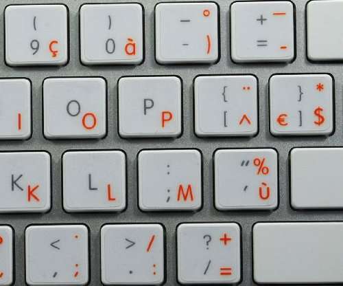 Belgian French Decals for Keyboard with Orange Lettering Transparent for Desktop, Laptop and Notebook are Compatible with Apple 4