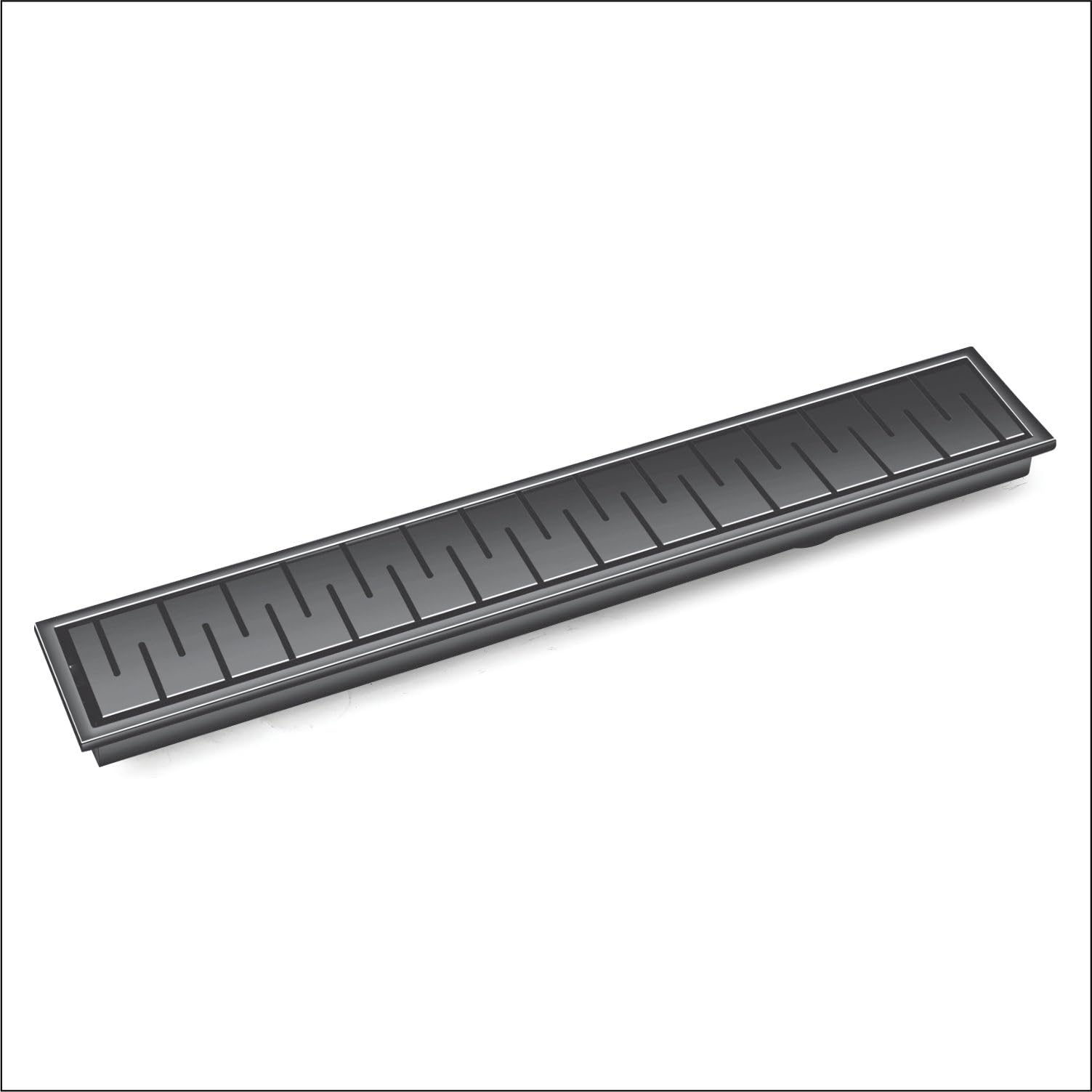 SANJAY CHILLY Brick Shower Channel Drainer Colour Collection SS Floor Drain Channel 304 Grade Cockroach Trap with Collar Luxurious Bathroom GRATINGS (Side Hole - Ultra Black - 36x4 INCH) 3