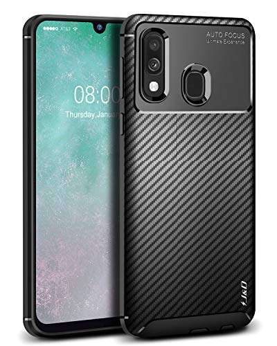 J&D Case Compatible for Galaxy A40 Case, Carbon Fiber Pattern Drop Protection Shock Resistant Protective TPU Slim and Anti-Scratch Soft Case for Samsung Galaxy A40 Bumper Case, Black 1