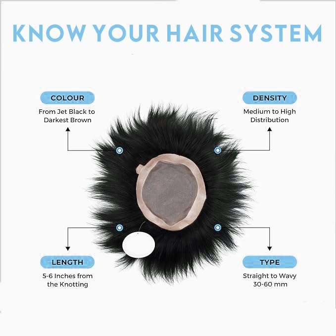 Majik Monofilament Human Hair Patches Hair Wig Hair Toupee with PU Poly Skin Coating around Cap for Men 10x8 Inch Medium Brown with Brush Tape Clips 4