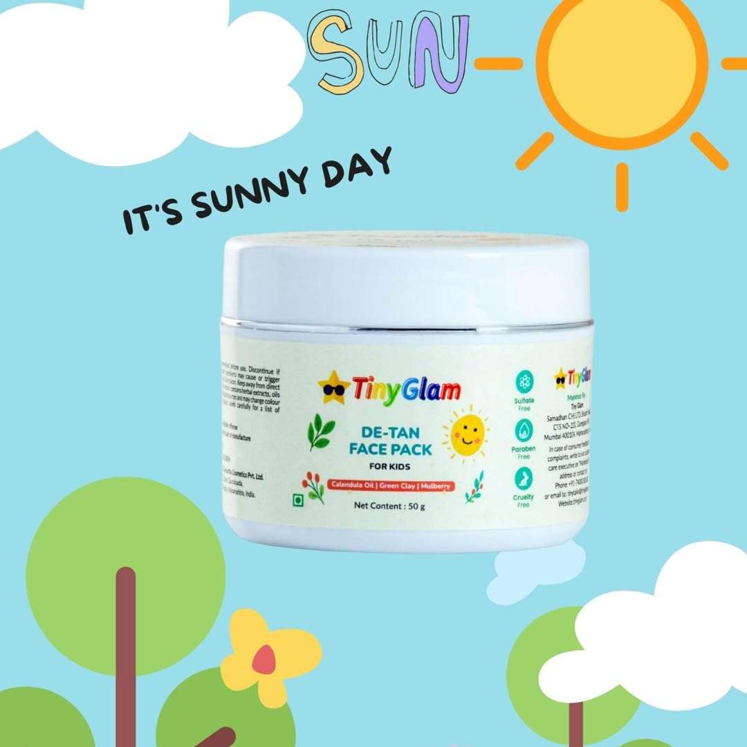 TinyGlam Kids De-Tan Face Pack for 4–16 Years | Brightening & Tan Removal | Natural Clay & Fruit Extracts | Gentle on Sensitive Skin | Sulphate & Paraben Free | 50 Gram 4