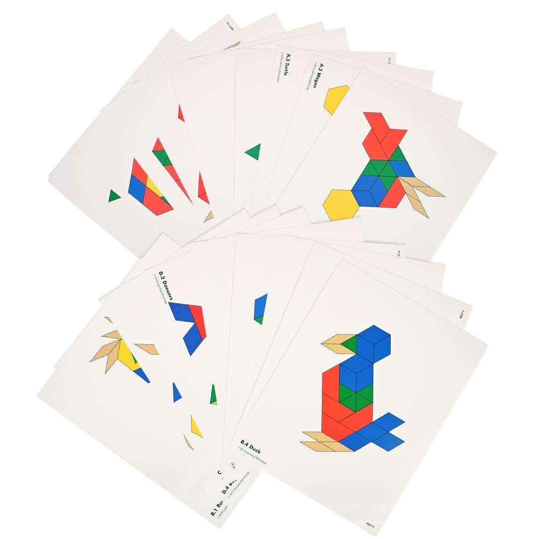 Learning Advantage Pattern Block Activity Cards - In-Home Learning Activity for Early Math & Geometry - Set of 20 - Teach Creativity, Sequencing and Patterning 6