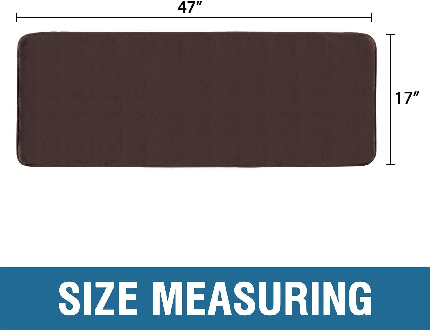 NTBAY Bath Mat Runner Long Narrow Bathroom Rug Memory Foam Microfiber Bathroom Carpet Non Slip Soft Absorbent Washable Bathrug, Brown - 16" x 47" 5