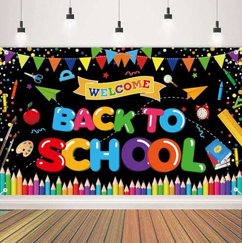 Back to School Decorations, Large Size Welcome Back to School Backdrop Welcome to Kindergarten Banner Decor School Classroom Decorations Supplies 1