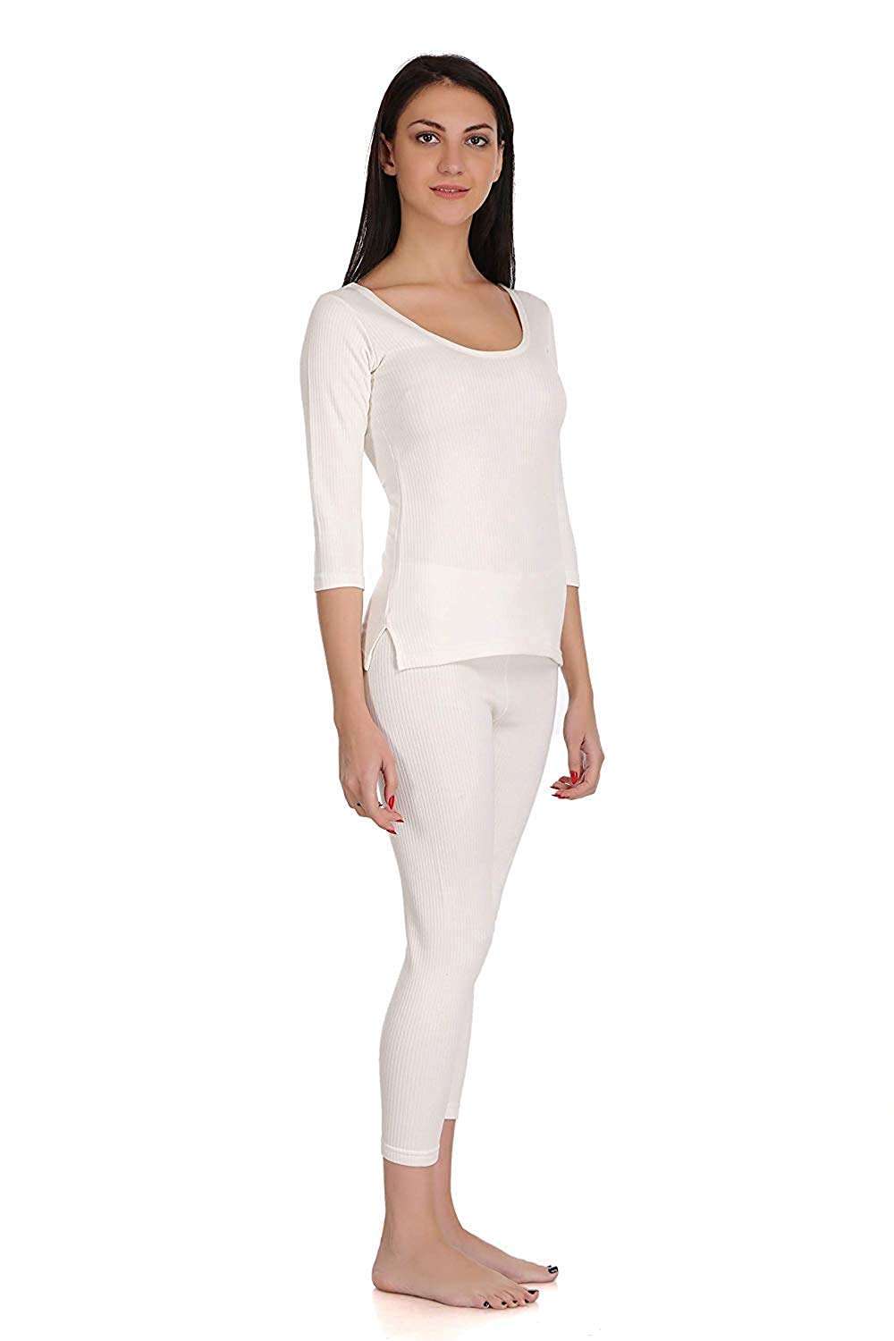 ELEG & STILANCE Innerwear Soft Bottom & top Set Winter Warm Bigger/Plus Size Thermals for Women/Men Ladies/Girl (White) (38) 3