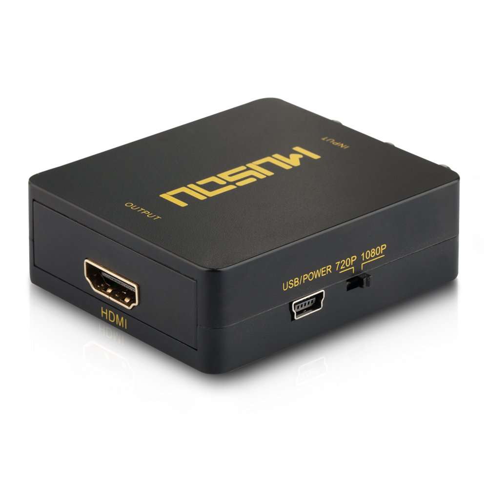 Hdiwousp 1080P HDMI to RCA Composite AV Video Audio Converter Support NTSC/PAL for Xbox One,Blu-ray,DVD,PS4,Roku,Chromecast,Laptop,Amazon Fire TV Stick,Apple TV,Black 2