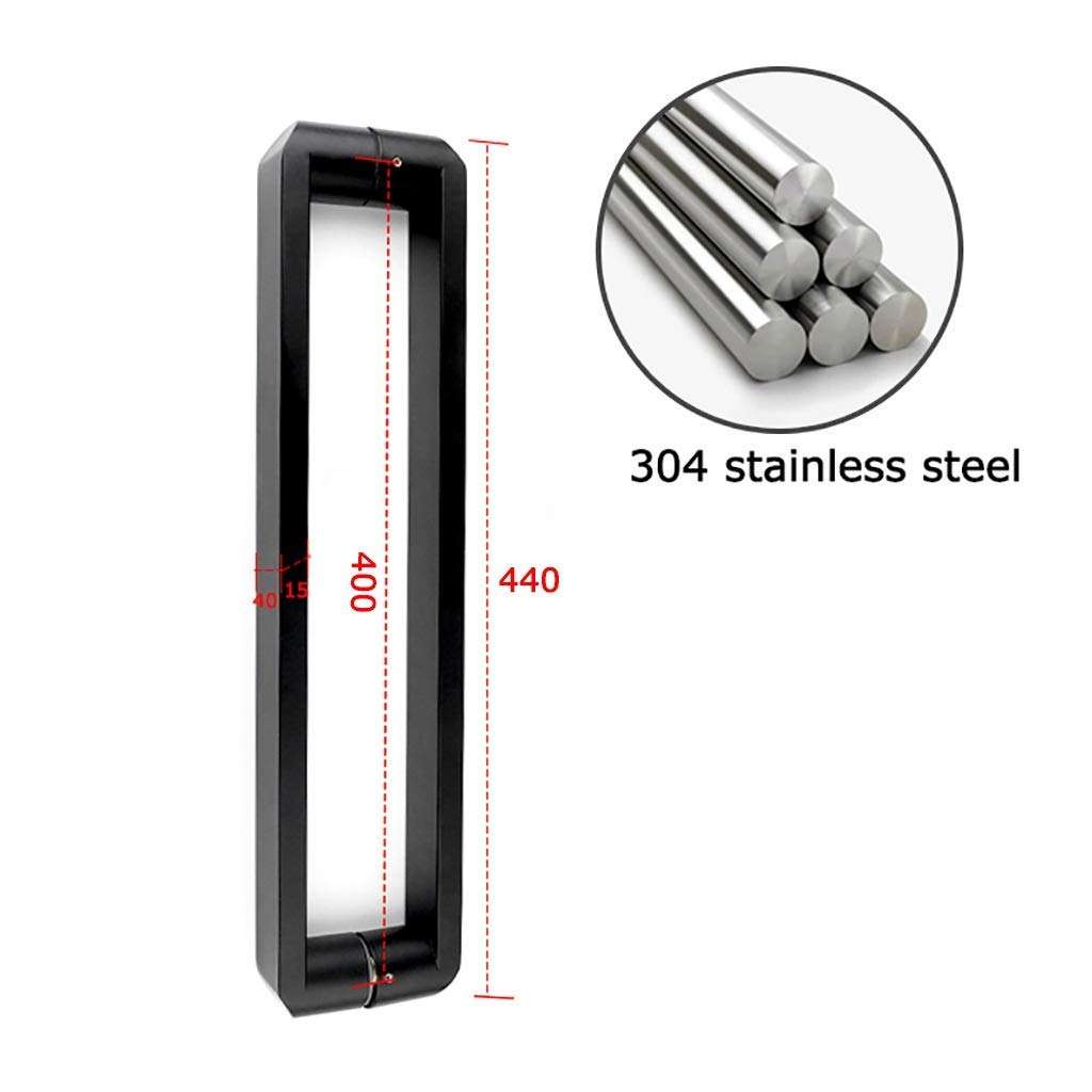 XLAHD Bathroom Shower Door Handle,Black 304 Stainless Steel Square Tube Door Handle, Office Push-Pull Door Handle/Bathroom Shower Room Glass Door Handle,44cm 2