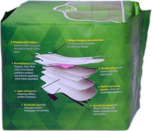 Modicare Freedom Extreme Comfort Sanitary Napkins Anion,Magnetic, Nano Silver, Chitin and Far Infrared-XL 320mm-Pack of 15 Pads 3