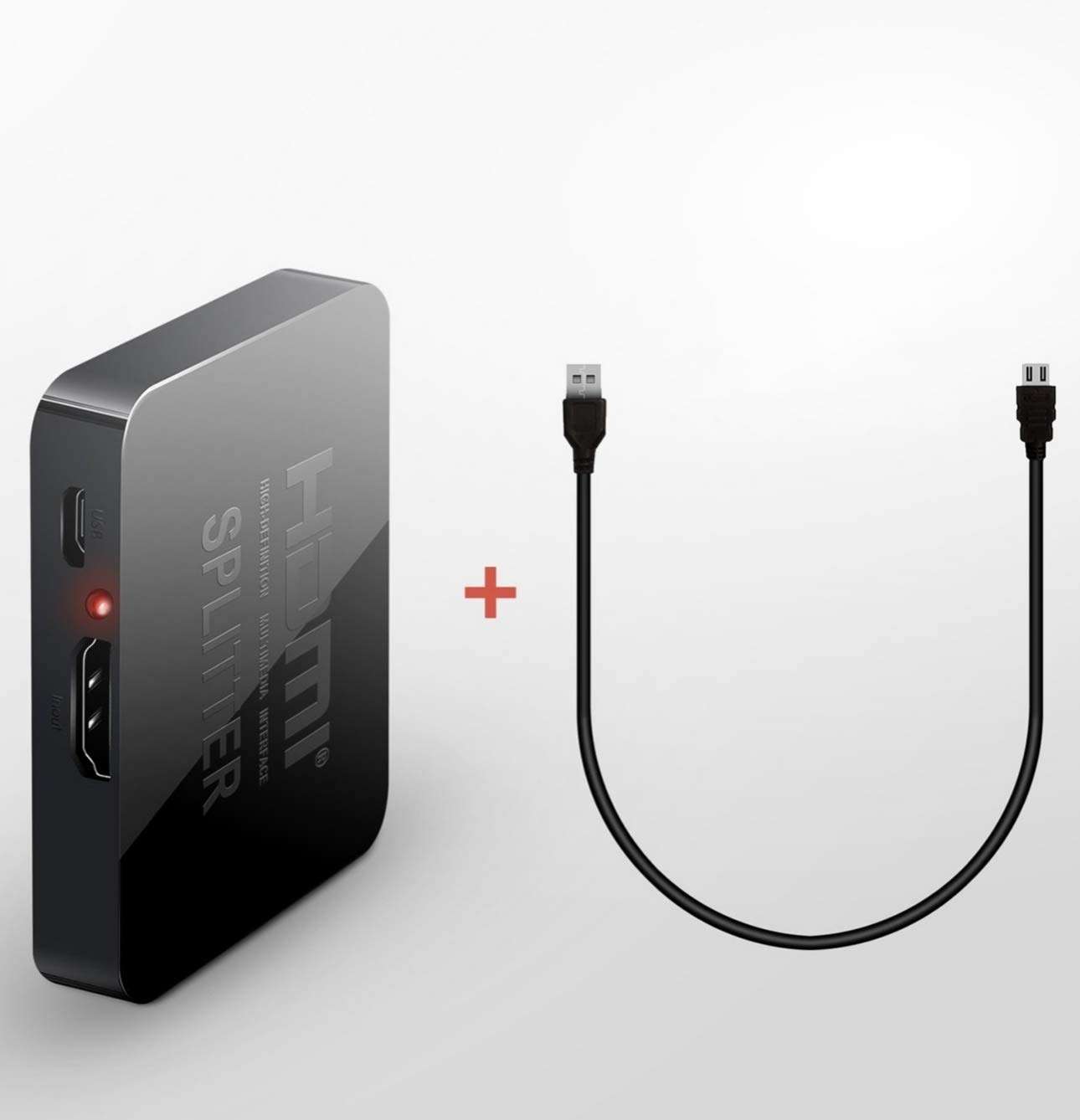 HDMI Splitter 1 in 2 Out,Yiany 4K 3D 1080P HDMI 2.0 Splitter for Dual Monitors, Support MacBook,Xbox,PS4,PS3,Blu-Ray Player,DVD,HDTV 4